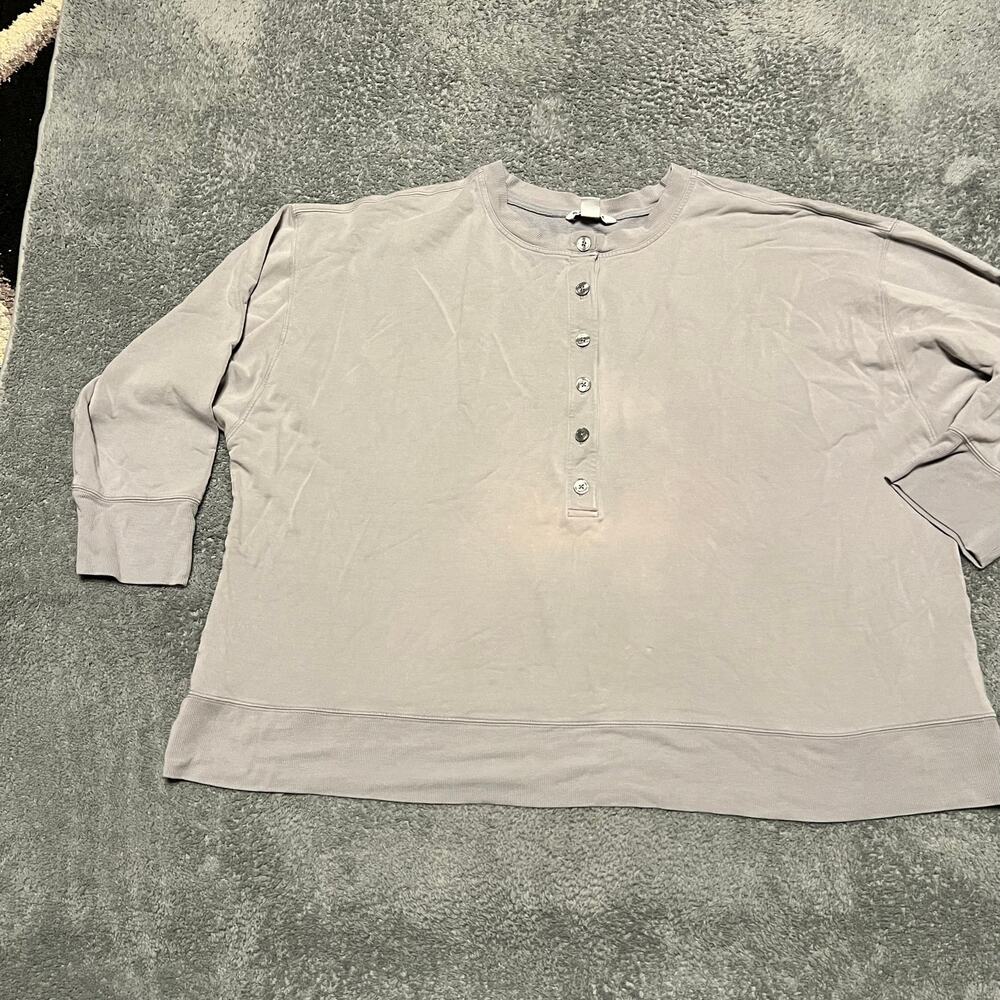 Athleta Shirt Womens 3XL Balance Henley Sweatshirt Purple 985543 **